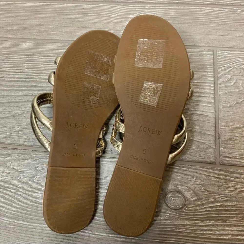 J. Crew seaside slide sandals metallic gold sz 6